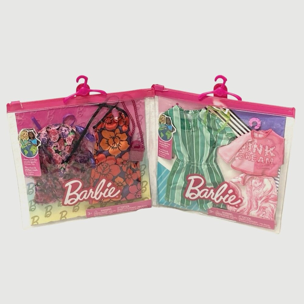 Mattel Barbie 4 Outfits Fashion Clothes NEW 2 Packs Summer Purse Shoes Glasses